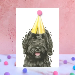 black cockapoo birthday card